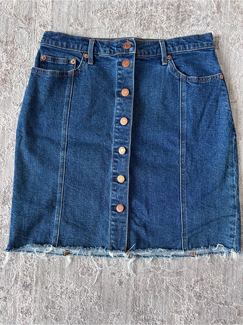 Gap Women’s Button Front  Denim Jean Skirt Sz M Knee Length Cowgirl Western Chic
